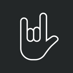 Rock hand gesture icon. Devil horns sign. Heavy metal music symbol. Mouse click cursor logo silhouette. Vector illustration image.