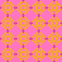pink violet yellow mandala art seamless pattern floral creative design background vector illustration