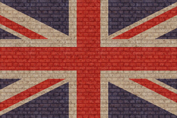 Fototapeta premium 3D Flag of United Kingdom on brick wall