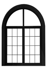 European style large curved black aluminum door frame isolated on a white background