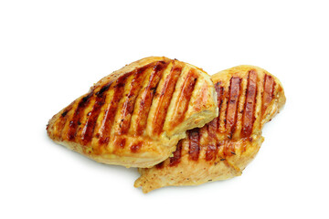 Grilled chicken breast isolated on white background
