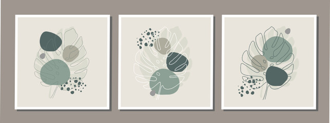 abstraction, abstract, poster, painting, interior, house, bedroom, office, salon, summer, leaves, palm trees, plants, eco, bio, nature, monstera, minimalism, decor, apartment, wall decoration, wall, i © myzetta