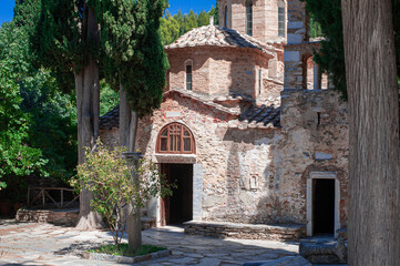 Fototapeta na wymiar ancient orthodox monastery in Athens suburbs Kaisariani