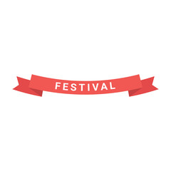 festival Ribbons banner on white background, sample your text. Vector illustration.