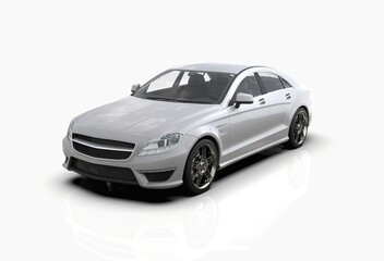 Fototapeta na wymiar Generic and Brandless Expensive Luxury Car Isolated on White 3d Illustration