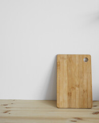 wooden board on a white background in the kitchen