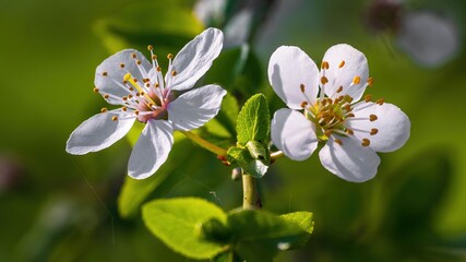 Kwiaty wiosenne na kwitnących drzewach