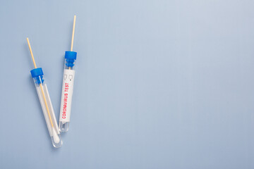 Test tubes with cotton swab for nasopharyngeal