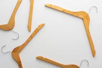 Empty clothes hangers isolated on a white background