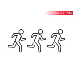 Fototapeta na wymiar Running man line vector icon. Outline, editable stroke.