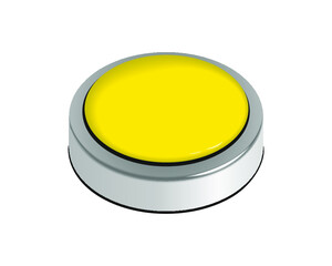 Yellow button with a metal edging isolated on a white background. 3d illustration