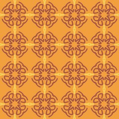 Obraz premium orange red peach mandala art seamless pattern floral creative design background vector illustration