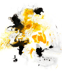 Abstract yellow and black colorful oil ink background on paper close-up background texture