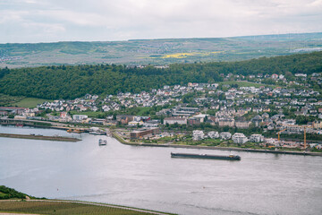 View of the city of Bingen on the Rhine, Germany, the starting point of the Rhine Valley, a UN World Heritage Site