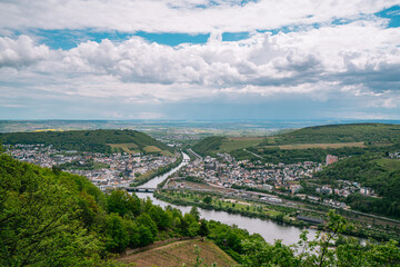 View of the city of Bingen on the Rhine, Germany, the starting point of the Rhine Valley, a UN World Heritage Site