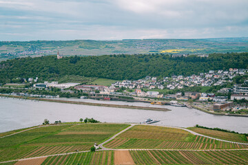 View of the city of Bingen on the Rhine, Germany, the starting point of the Rhine Valley, a UN World Heritage Site