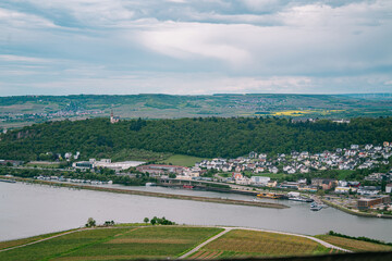 View of the city of Bingen on the Rhine, Germany, the starting point of the Rhine Valley, a UN World Heritage Site
