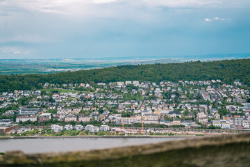 View of the city of Bingen on the Rhine, Germany, the starting point of the Rhine Valley, a UN World Heritage Site