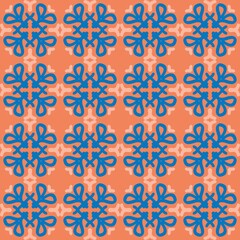 blue cream mandala art seamless pattern floral creative design background vector illustration