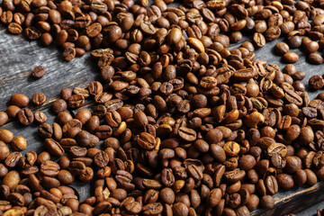 Coffee beans close up background