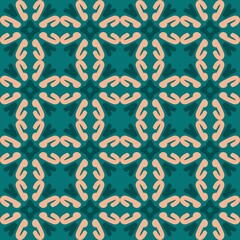 green cream mandala art seamless pattern floral creative design background vector illustration