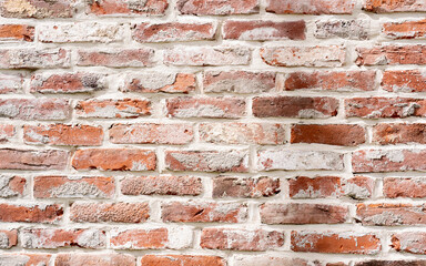 Brick wall with red brick, red brick background