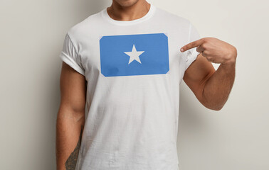 Somalia Flag on white man t-shirt