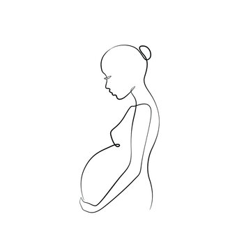 recommend clip art: Pregnant woman abstract silhouette, pregnancy, continuous line drawing, print for clothes and logo design, emblem or logo design, isolated vector illustration.