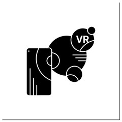 Augmented reality glyph icon. Objects residing in the real world are enhanced by computer-generated perceptual information. Modern technology.Filled flat sign. Isolated silhouette vector illustration