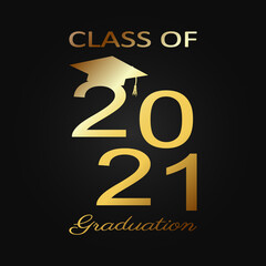 Class of 2021 graduation text design for cards, invitations or banner