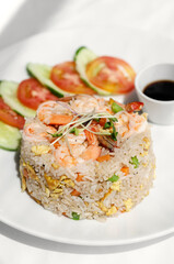 thai shrimp seafood fried rice meal in bangkok restaurant thailand