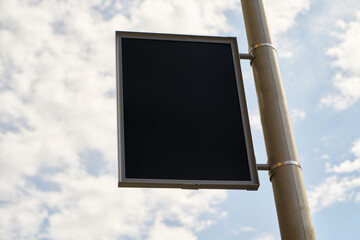 Black mast sign on mast as mast advertising concept