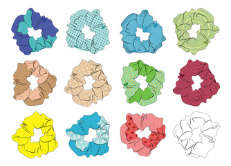 VSCO girl subculture. Pastel rainbow scrunchies. VSCO girl stickers.