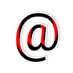 Black and Red E-mail icon. isolated on a white background. 3d illustration 