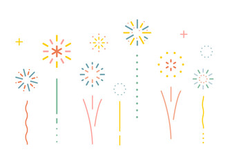 シンプルな花火のアイコンのセット 花火大会 打ち上げ花火 イラスト 素材 マーク 夏 Wall Mural Yugoro