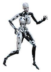 3D Rendering Female Robot on White
