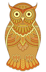 Graphic ornate orange owl