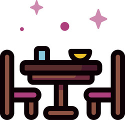 Dining Table Icon - Style : Lineal Color