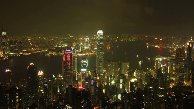 Time Lapse video night shot in Hong Kong skyline