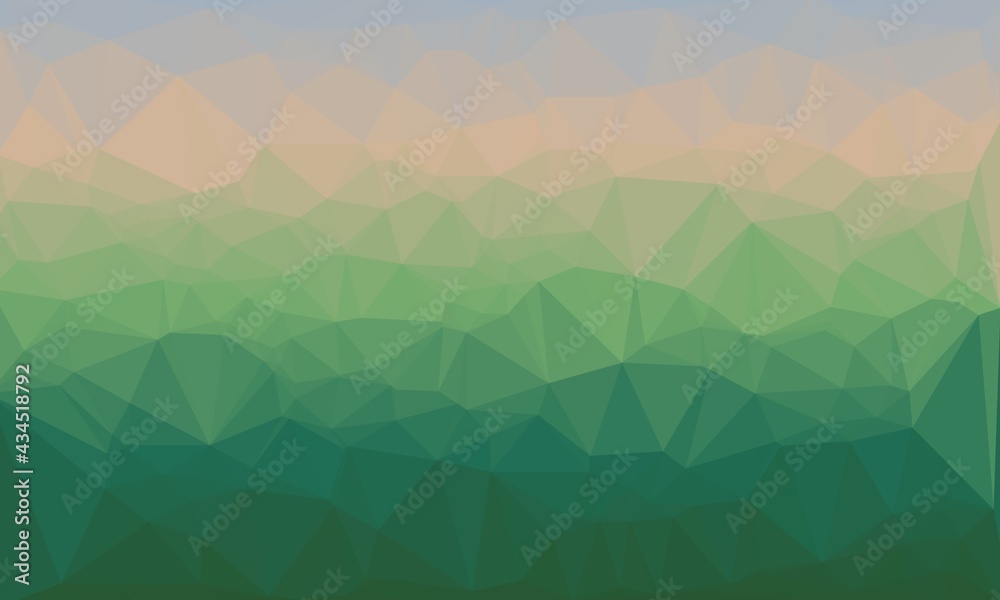 Sticker Creative prismatic background with polygonal green pattern