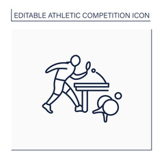 Table tennis line icon. Ping-pong. Players hit lightweight ball, using small racket. Athletic competition concept. Isolated vector illustration. Editable stroke