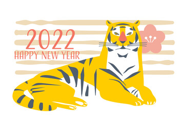 2022年　寅年年賀状　ライト　ポップ　ビジネスパーソン　イラスト素材
