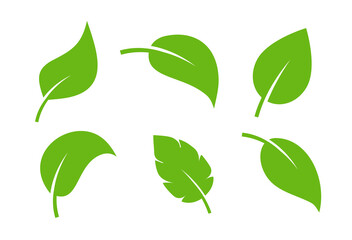 Leaf vector icon logo. Vegan leaves green eco flat herbal icon simple shape