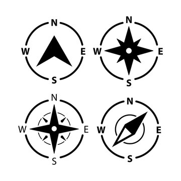 Compass logo icon. North vector arrow orienteering compass map gps navigator