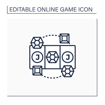 Diamond game line icon. Swap diamonds. Three in row. Jackpot. Online game concept. Isolated vector illustration.Editable stroke
