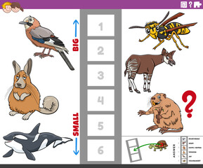 educational game with big and small cartoon animals