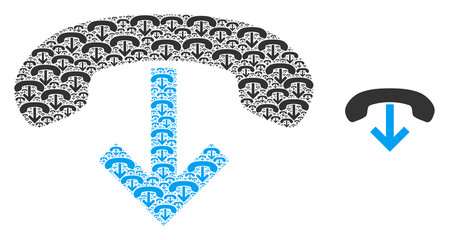 Phone hang up icon fractal is composed with scattered fractal phone hang up elements. Fractal vector combination for phone hang up elements.