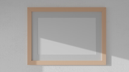 Poster mockup, natural wooden frame. 3D rendering