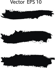 Black paint, ink brush strokes. Ink brush strokes bundle on transparent background. Brush strokes text boxes. Set of paintbrush set. 
