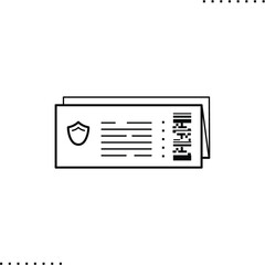 Print at home ticket, folded paper  vector icon in outlines